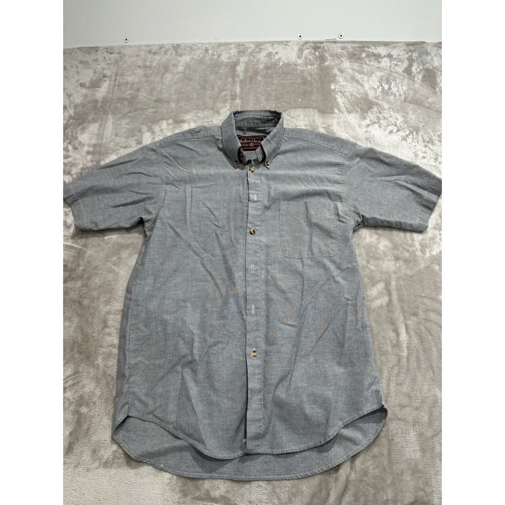 Marlboro Classics‎ Shirt Mens Size Medium Gray Short Sleeve Button Up EUC